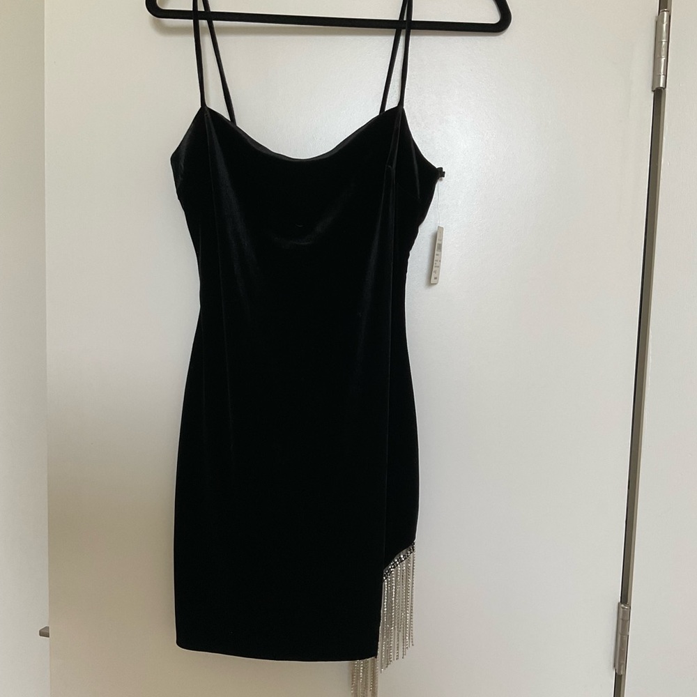Velvet Mini Dress with Silver Detail | Windsor